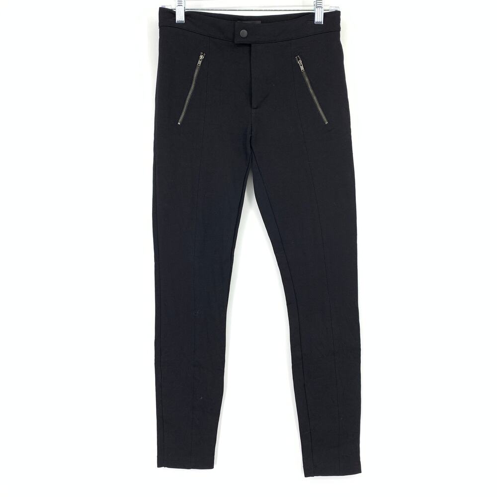 J. Crew Pixie Ponte Skinny Pant Womens Size 4 Zipper Details Black Snap Front